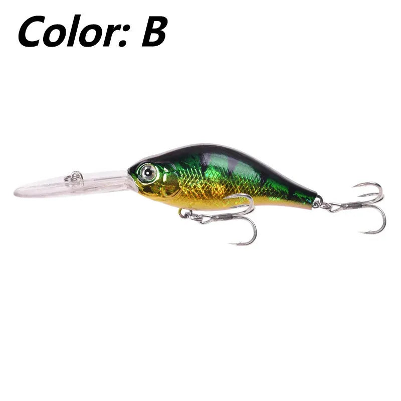 Mino Lure deep diving fishing bait showing 10.5cm length and little fat man profile in multiple colour options