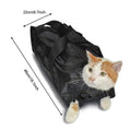 Black cat medicine feeding and bath bag with 420D PU Oxford fabric measuring 28cm long