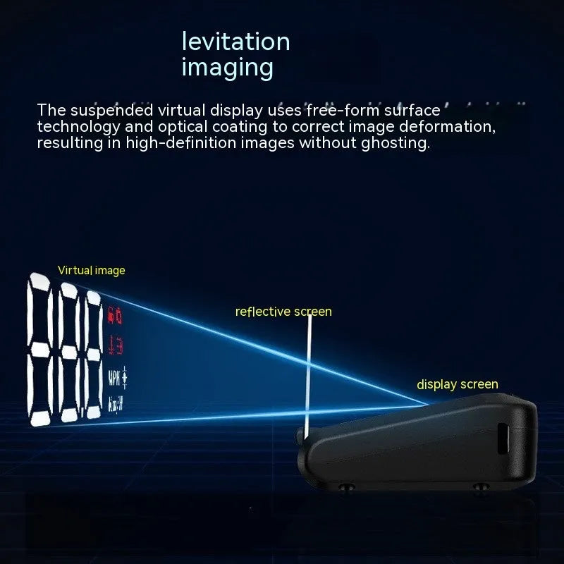 Black car head up display HUD unit with OBD cable and 2-inch screen