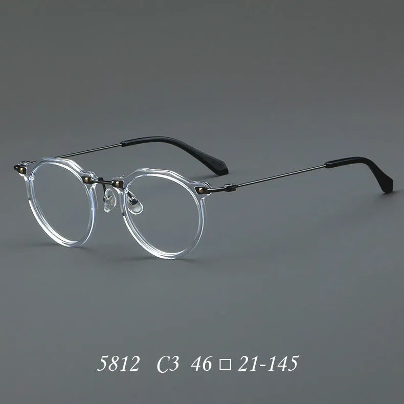 Retro round metal optical glasses New Glasses 5812 in Bright Black with AC lenses