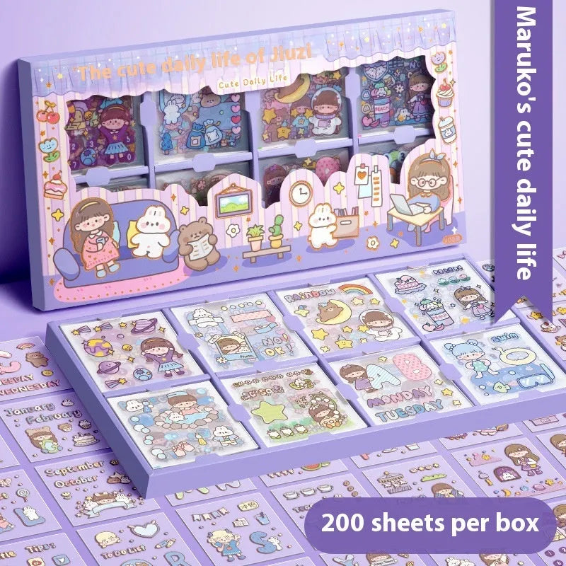 Children's sticker collection notebook with five cute theme packs for creative organisation