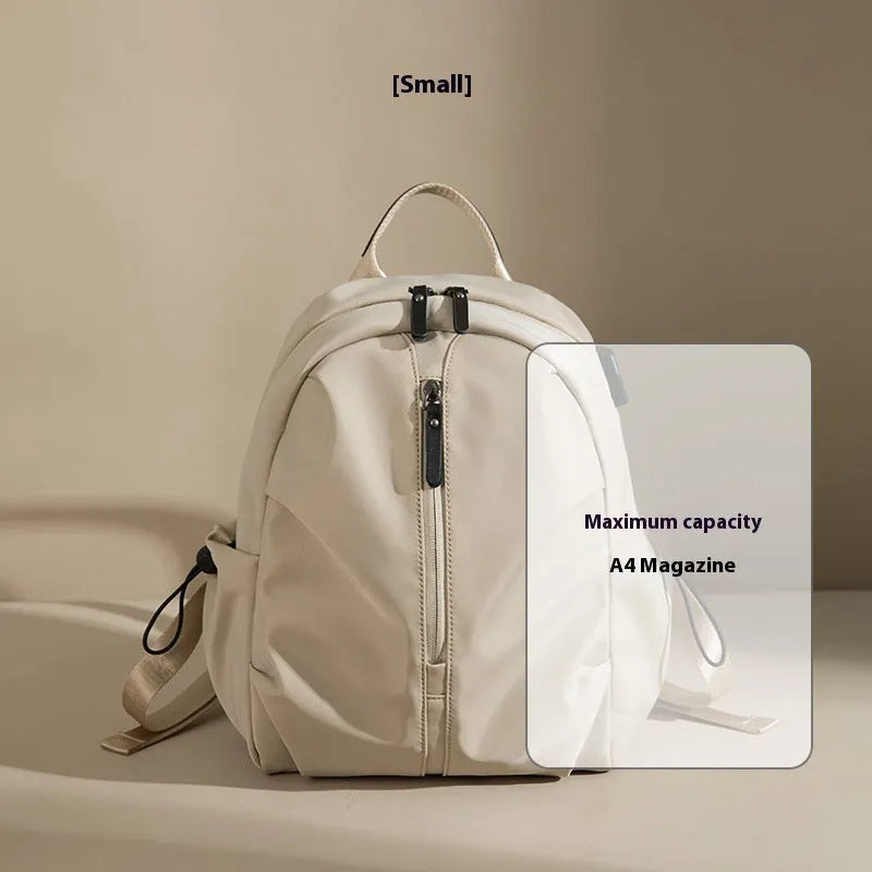 Women's Korean-style simple business travel backpack in dirty pink, Oxford cloth, with computer pocket, small A4 size