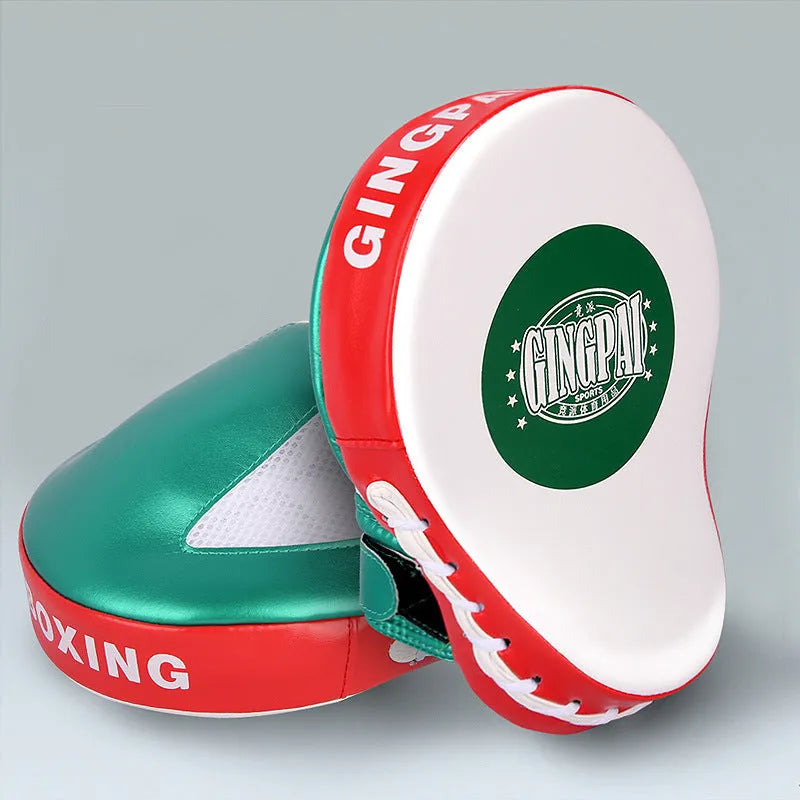 A vertical gold-coloured PU leather boxing sanda baffle target for home training.