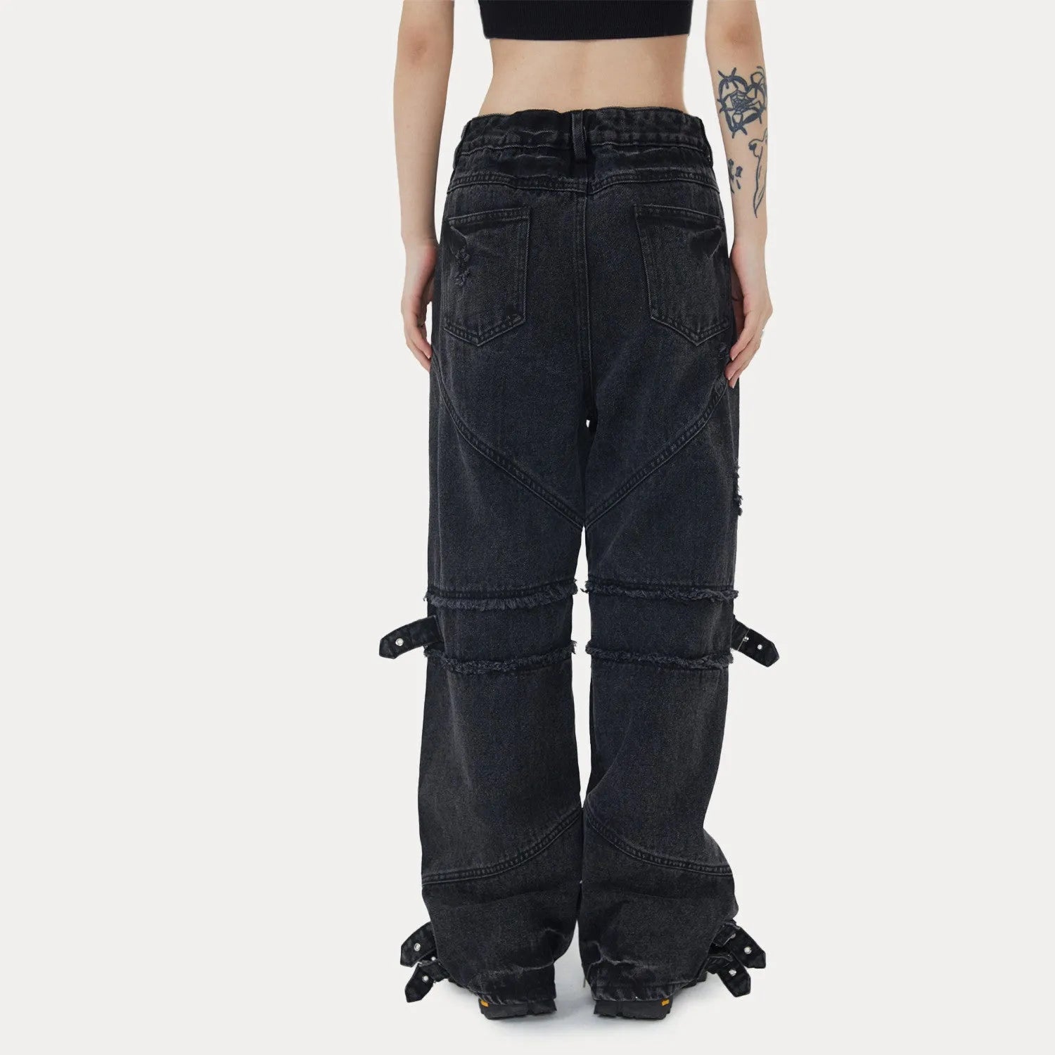 Loose straight cotton trousers in black for men and women, multiple sizes from S to 3XL