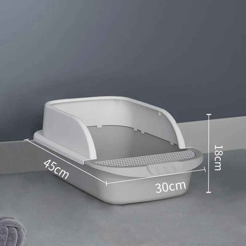 Super large plastic cat litter box in grey, simple style, free combination design