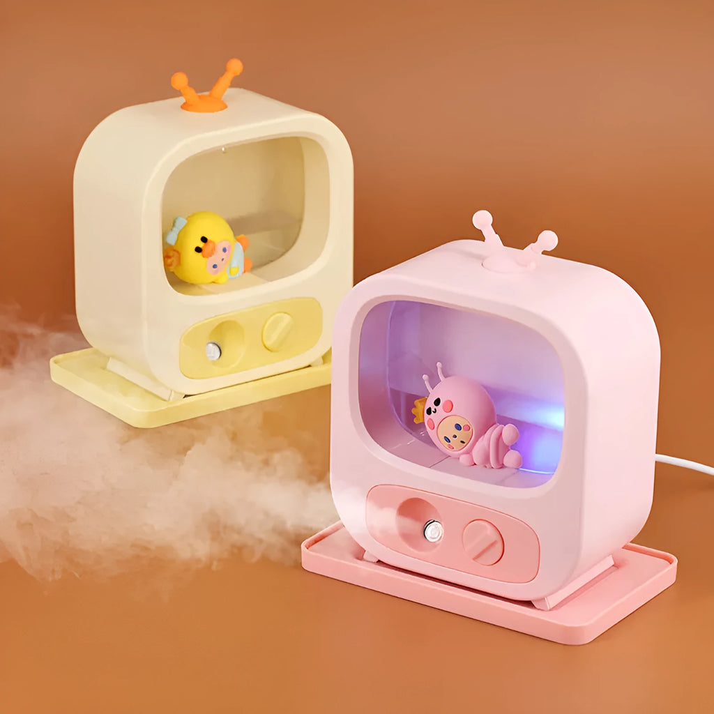 Creative Home Desktop Small TV Shape Humidifier with Atmosphere Lights in pink