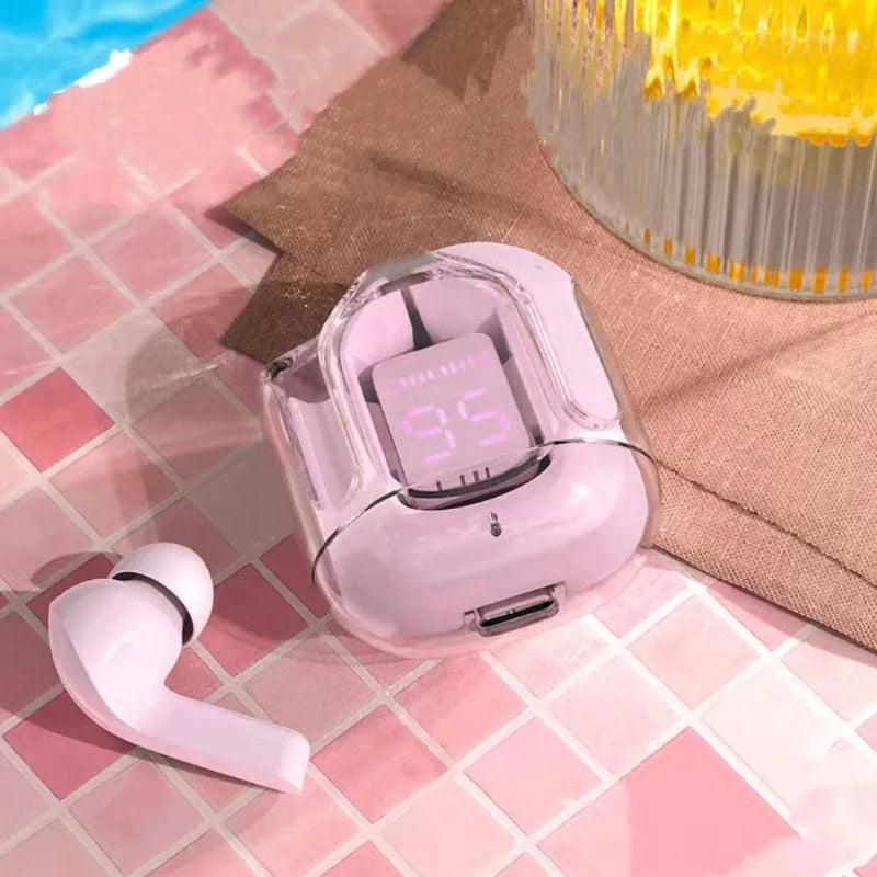 Transparent case space capsule style true wireless Bluetooth headset in multiple colour options