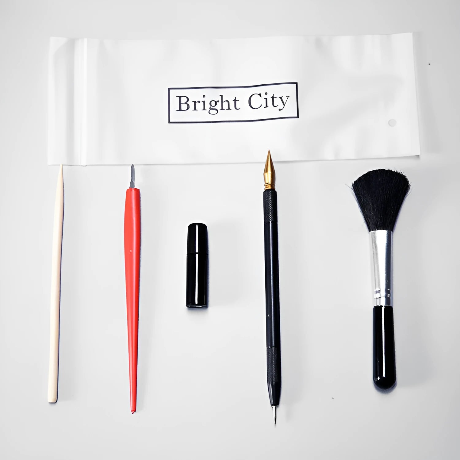 Scraping painting tools set showing 14.5cm long implements with white card paper compatibility