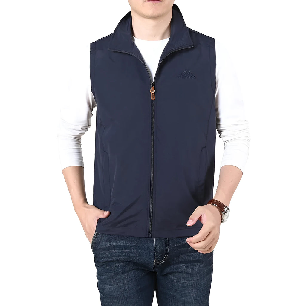 Niandun men's thin waistcoat vest in a solid colour with side seam pockets