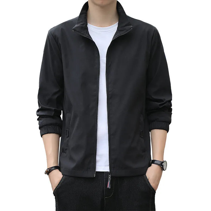 Korean style loose lapel casual jacket for men in polyester blend fabric available in multiple colours