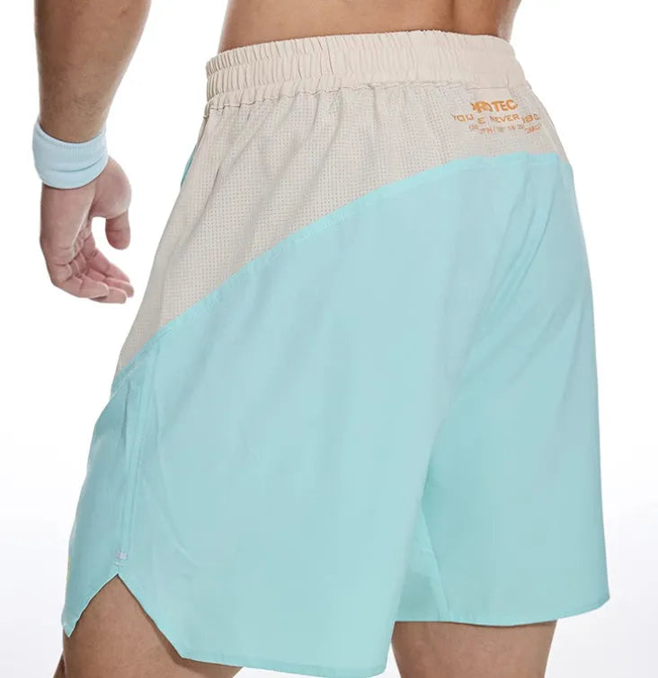 Men's loose fit workout shorts in dark rock ash colour with elastic waist and lace-up fly
