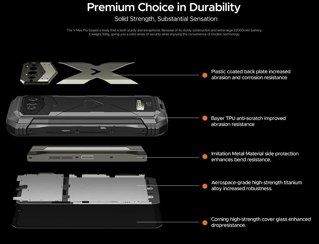 VMAX PRO Mobile Phone smartphone in black or grey with 5.5-inch touchscreen display
