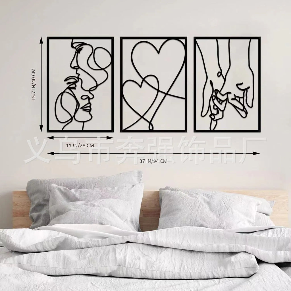 Three iron wall decorations in modern simplicity style for bedroom and living room