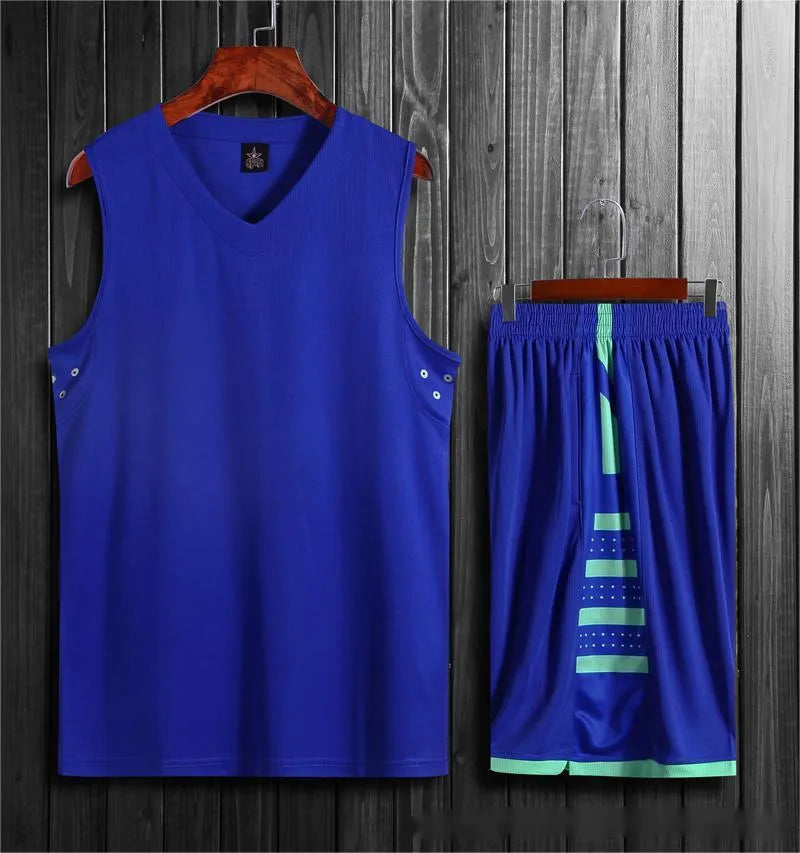 White and black breathable sports vest and pants set for basketball and fitness training.