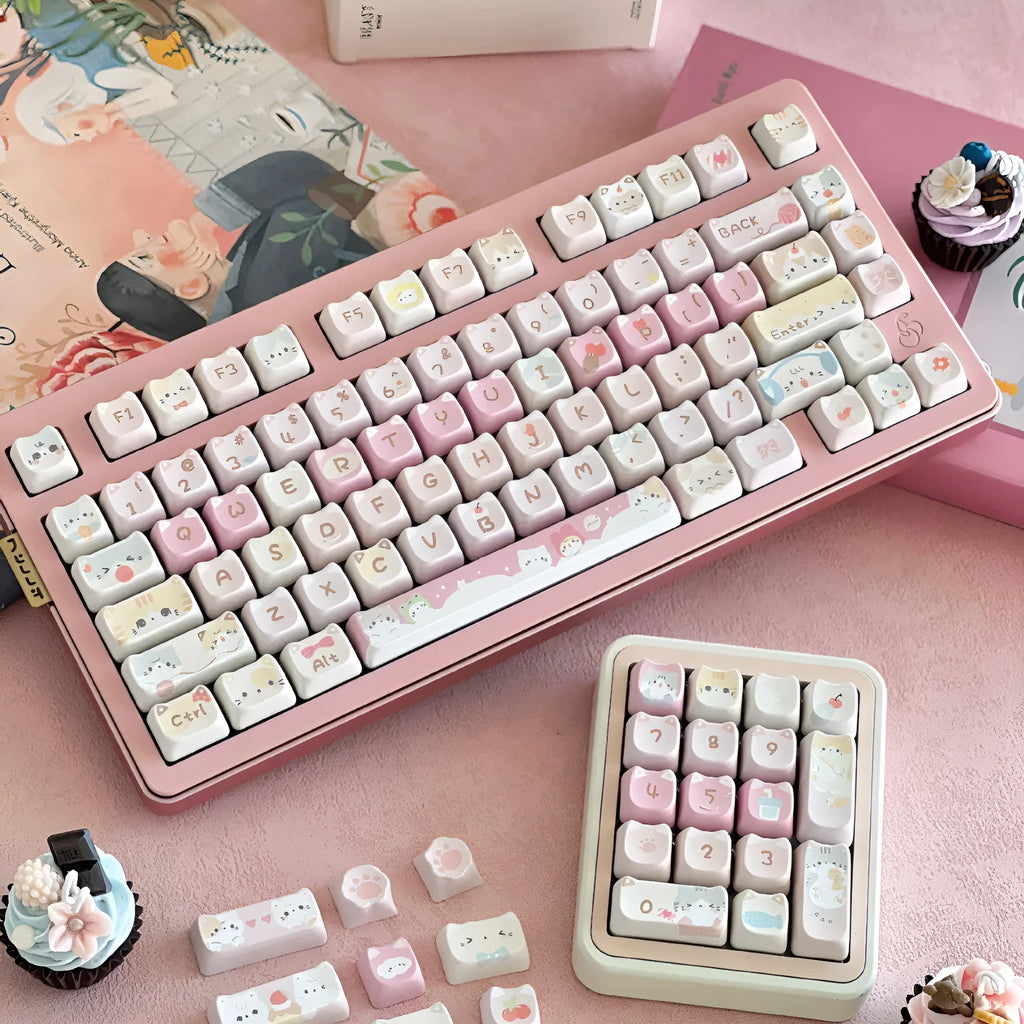 Meow Meow Team 141-piece sublimation keycap set for mechanical keyboards with colourful five-sided designs