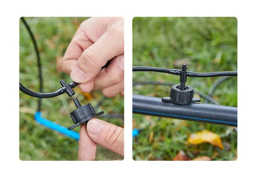 PE plastic tee water distributor for micro spray irrigation systems with sun protection properties