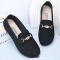 Gommino women's casual slip-on shoes in black with soft rubber sole and round toe