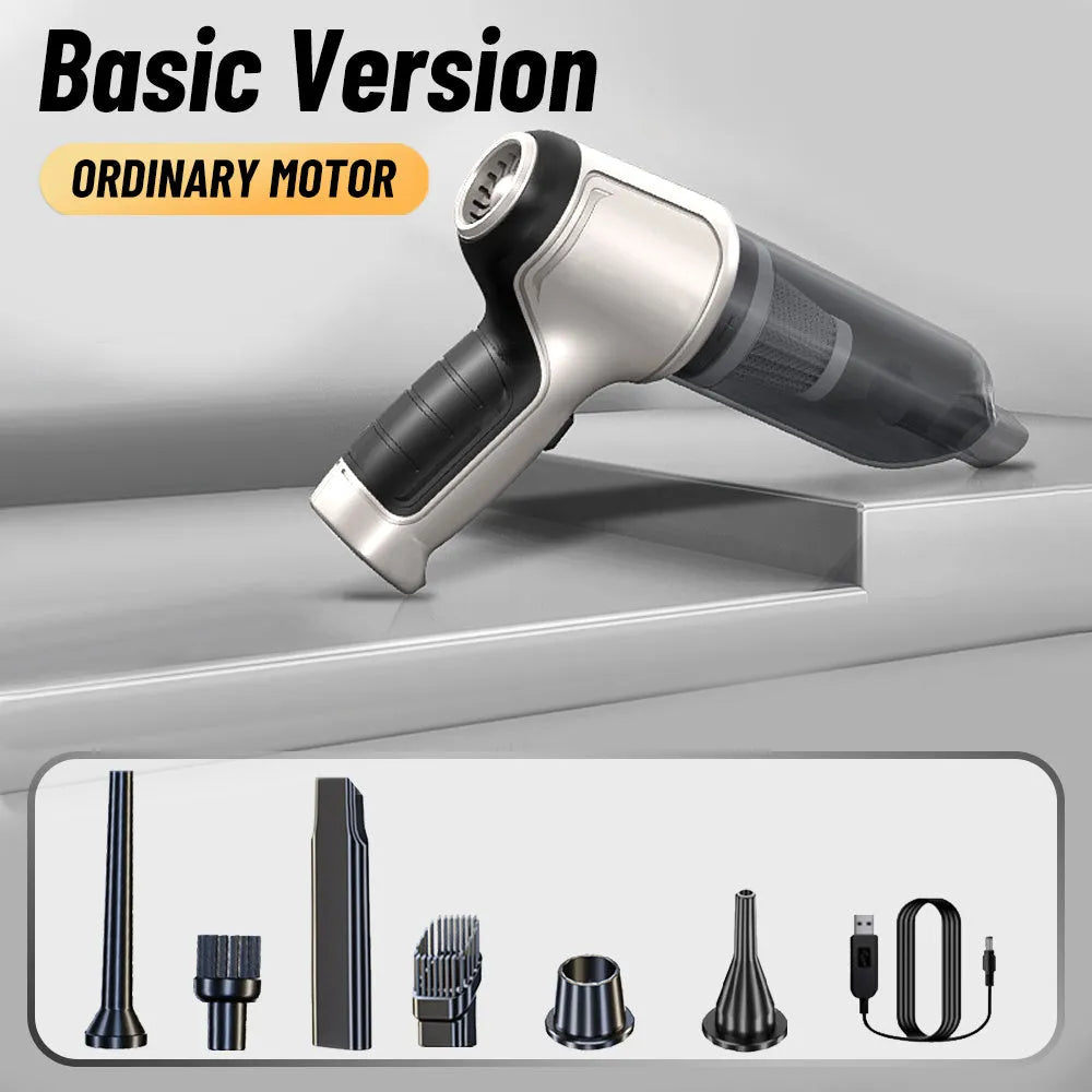Wireless handheld vehicle vacuum cleaner with ABS body and multiple nozzles in white