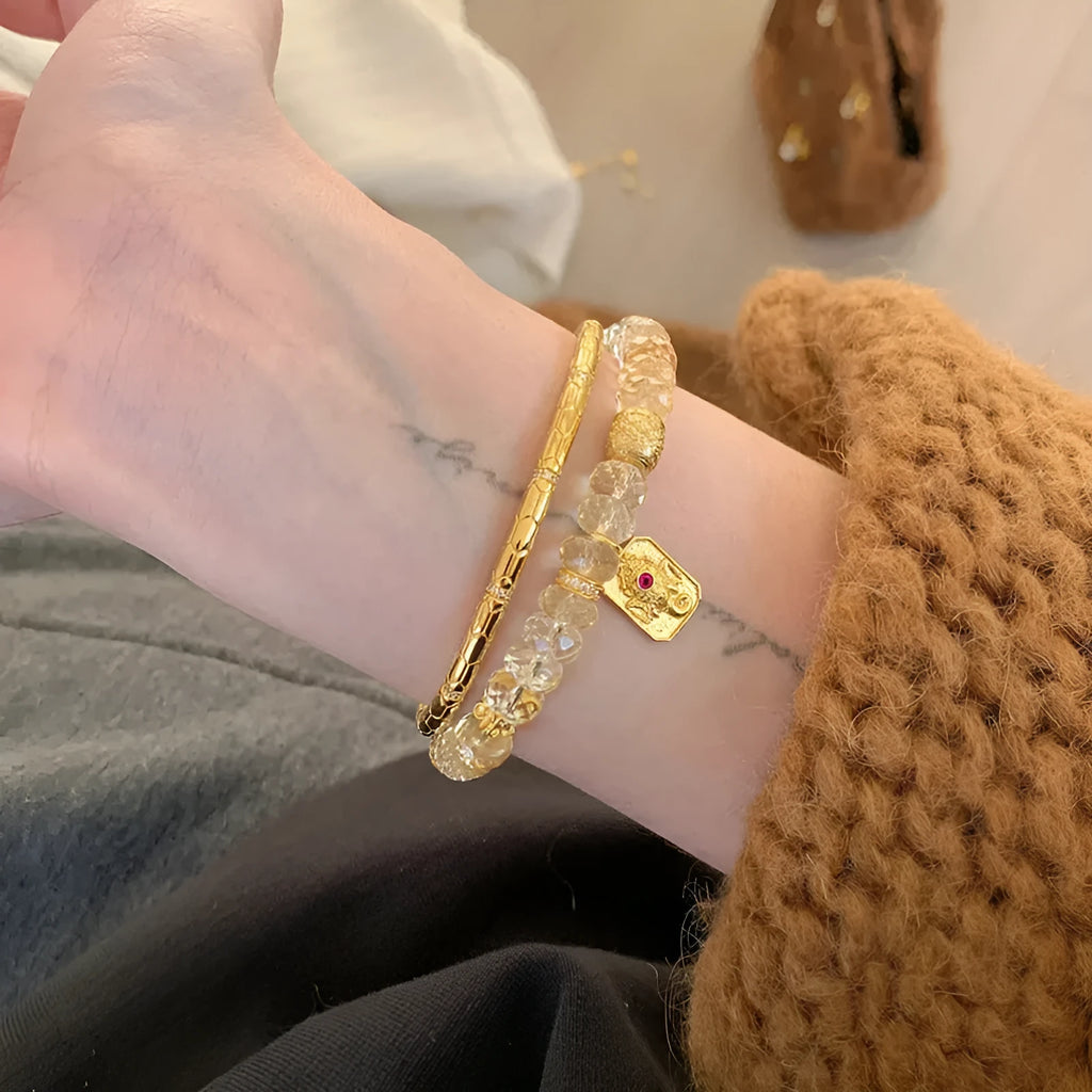 Women's artificial crystal glass bead bracelet geometric design SJSL-0081 wealth comes from all directions colour