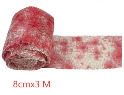 Halloween bloody horror dyed gauze bandage in red or white colour, 8cm width polyester material