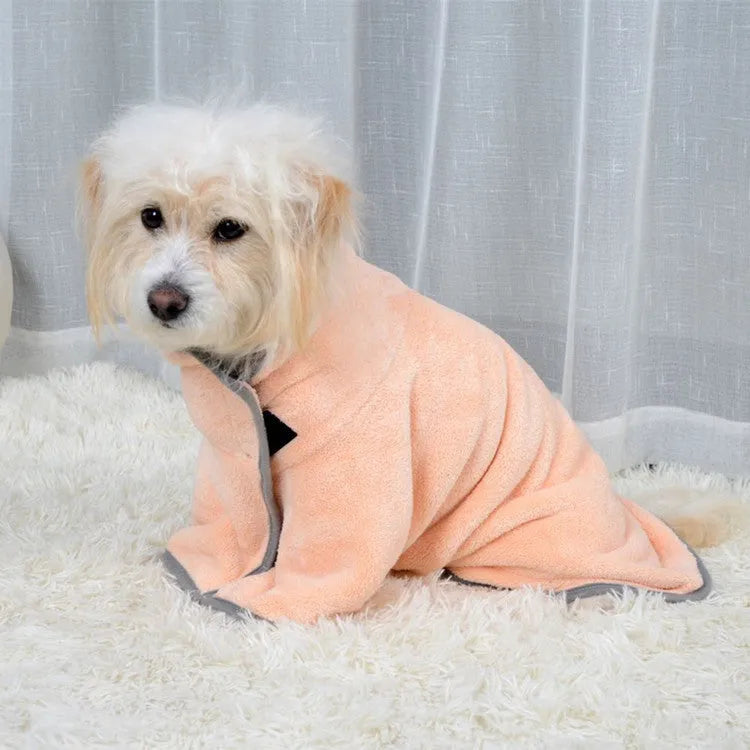 Blue microfiber pet absorbent towel dog bathrobe for small dogs full-body coverage