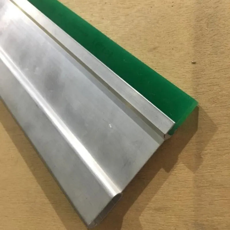 Green handled aluminium alloy scraper measuring 50cm long with 10cm wide thickened silk screen surface