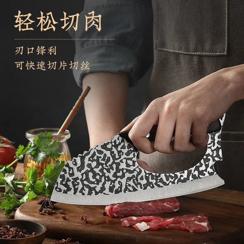Labour-saving forged 4 chromium steel kitchen knife with comfortable grip for vegetable cutting