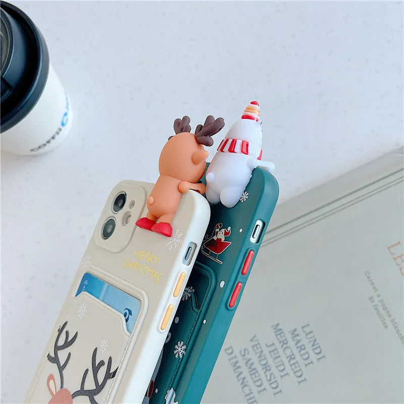 Soft silicone iPhone case with card storage compartment in multiple colour options
