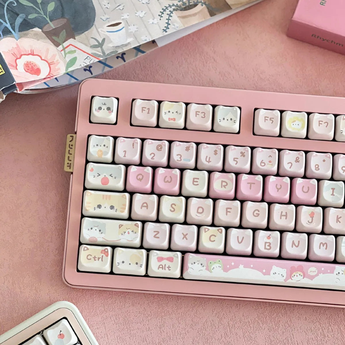 Meow Meow Team 141-piece sublimation keycap set for mechanical keyboards with colourful five-sided designs