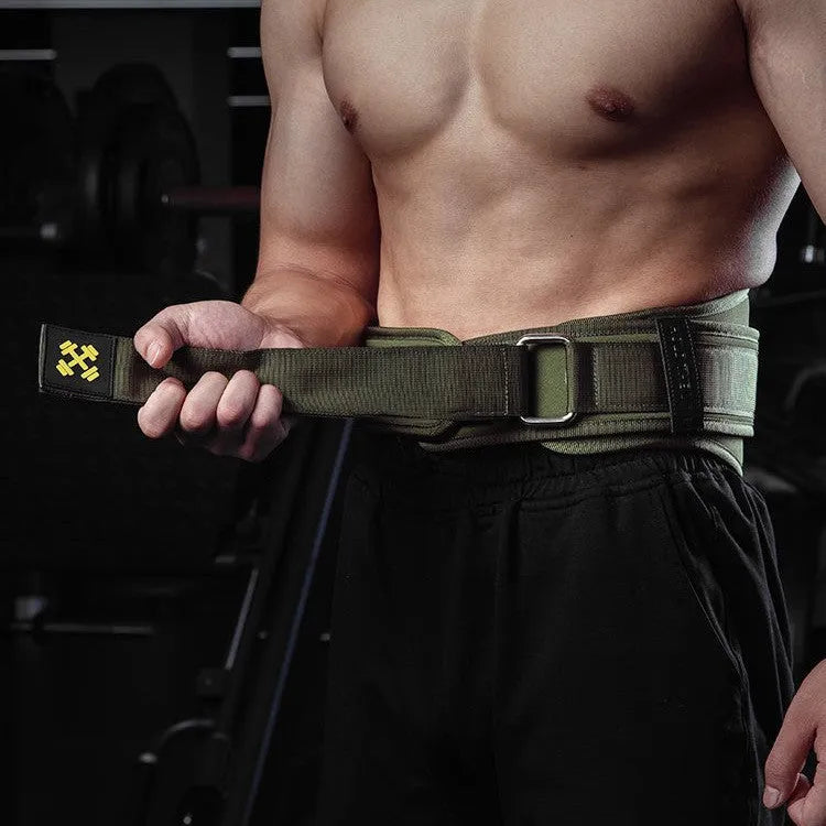 Men's squat pull weight-bearing belt in Army Green, ethylene foam, sizes S M L