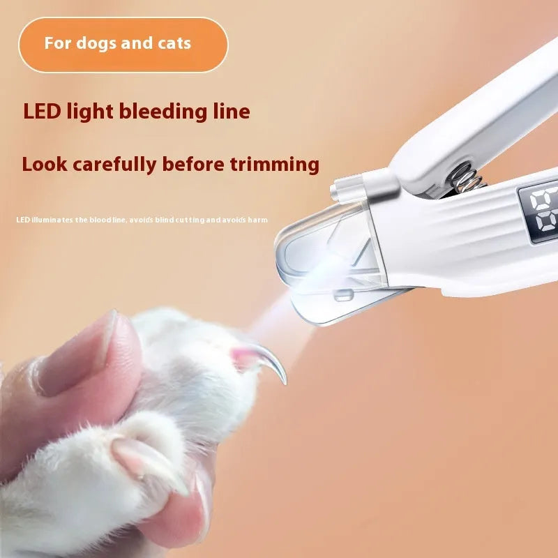 HZ8 White specification USB rechargeable dog nail clipper and grinder on a white background
