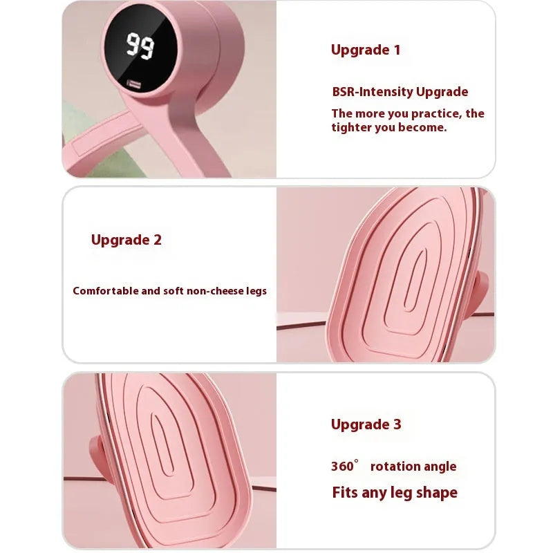 Pink and purple 3-gear pelvic floor muscle trainer with rubber-coated construction for postpartum exercise