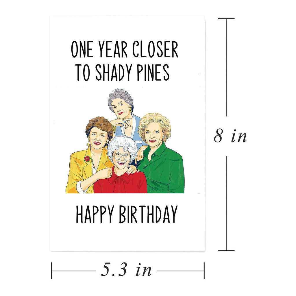 Modern printed birthday greeting card with a selection of coloured envelopes: yellow, purple, pink, red, and kraft paper.