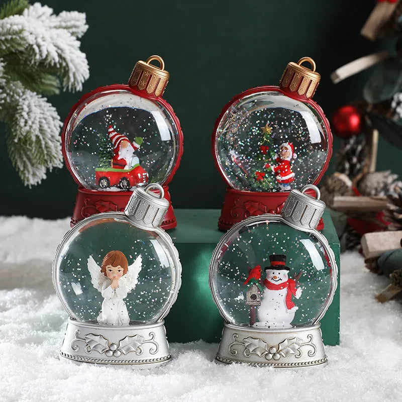 Battery-operated LED Christmas decoration with flame effect in plastic old man, snowman, child tree or angel designs