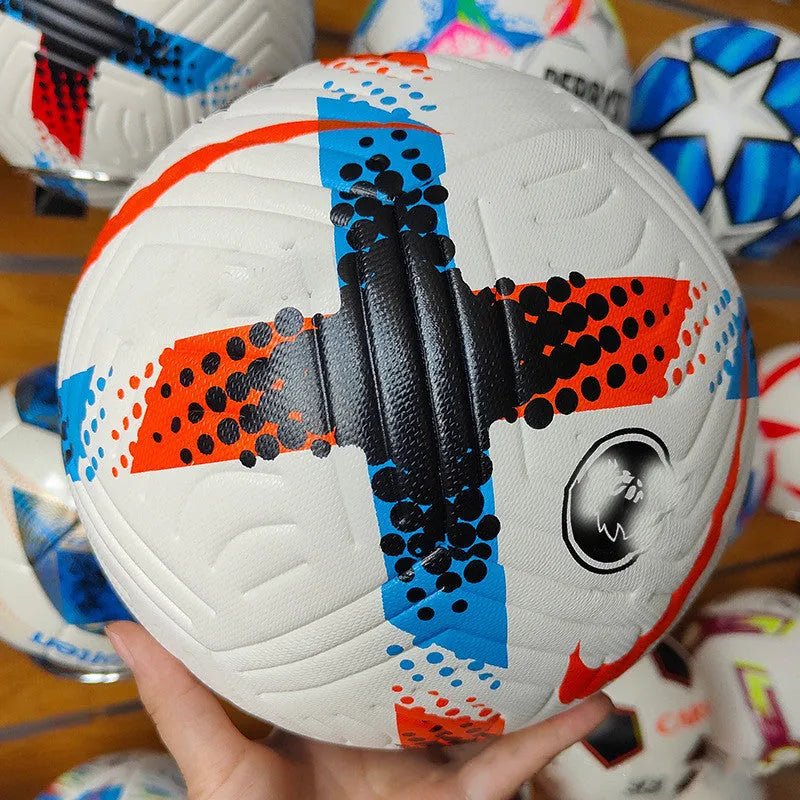 PU patch Size 5 outdoor sports football in white with adhesive stitching