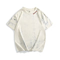 Grey tie dye printed cotton T-shirt with loose fit and half sleeves