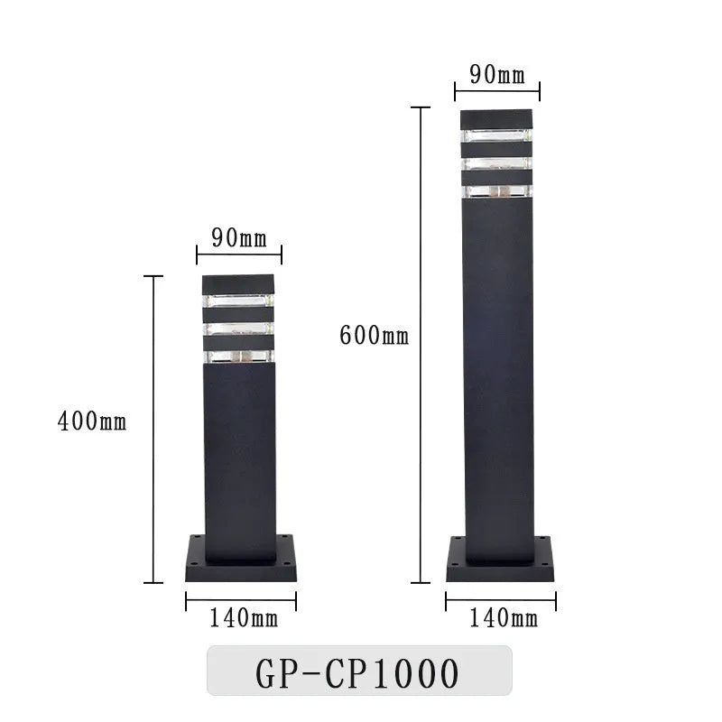 40cm tall Chinese-style outdoor lawn lamp with aluminium and acrylic construction for garden pathway lighting