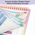 B5 spiral-bound budget tally notebook with a PP cover, open to show numbered pages for income and expenditure tracking.