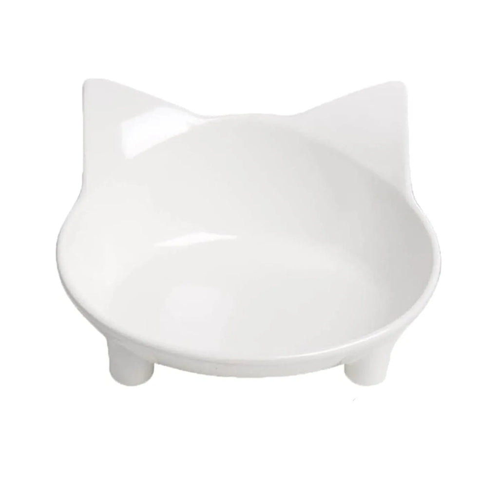 Shallow melamine pet food bowl with anti-skid rubber base in black or white