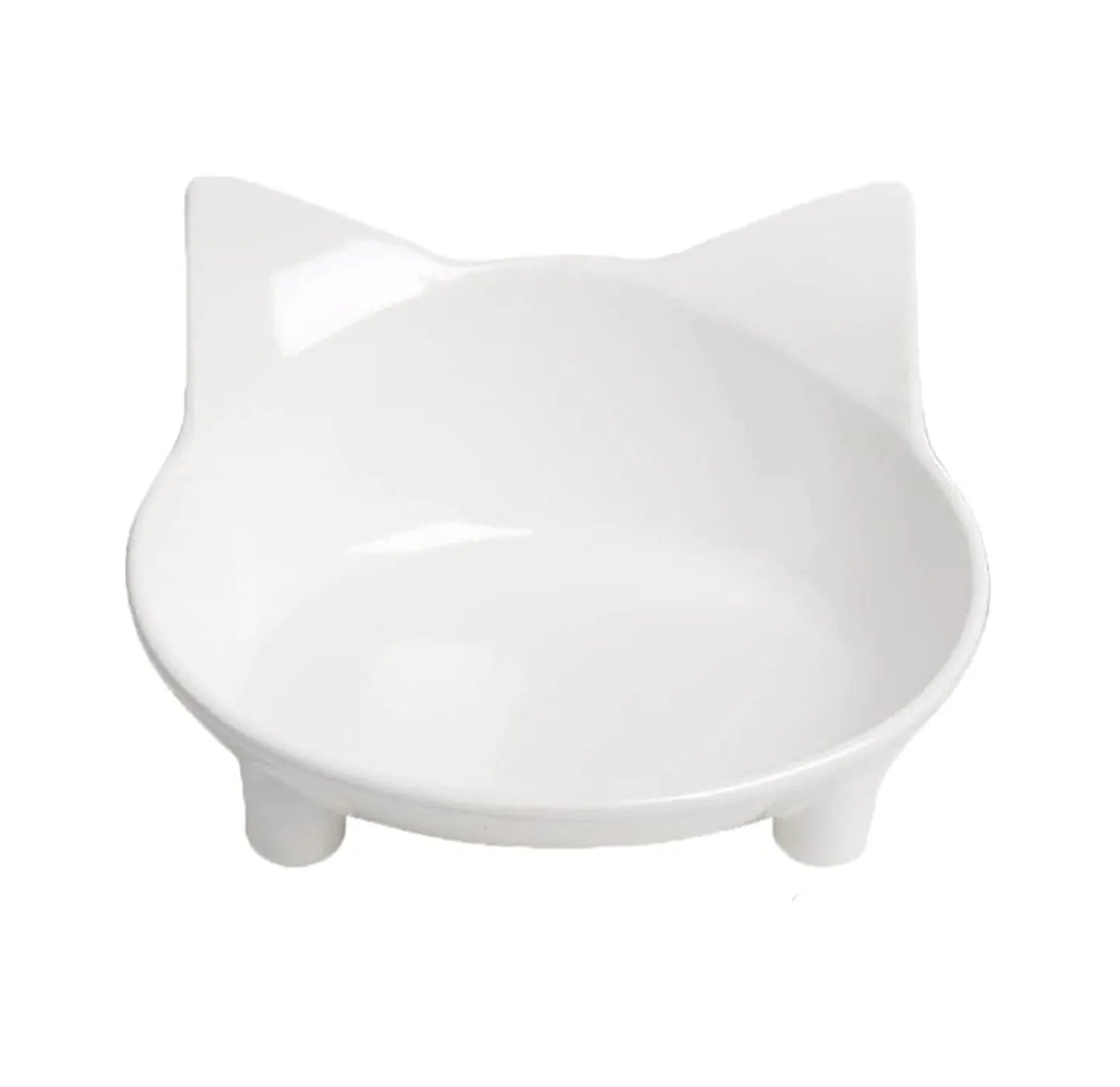 Shallow melamine pet food bowl with anti-skid rubber base in black or white
