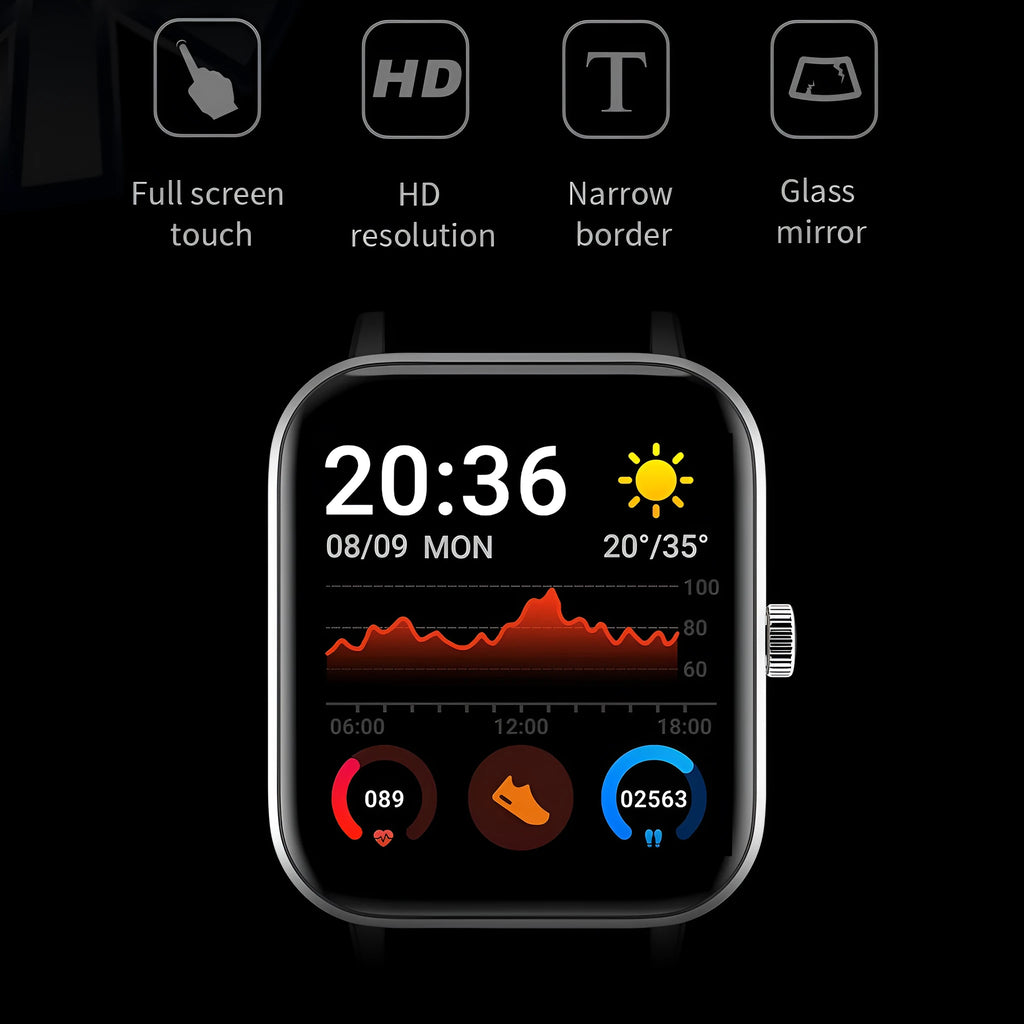 Y30 smartwatch with 1.54 inch TFT screen, Bluetooth call, and health sensors, black colour