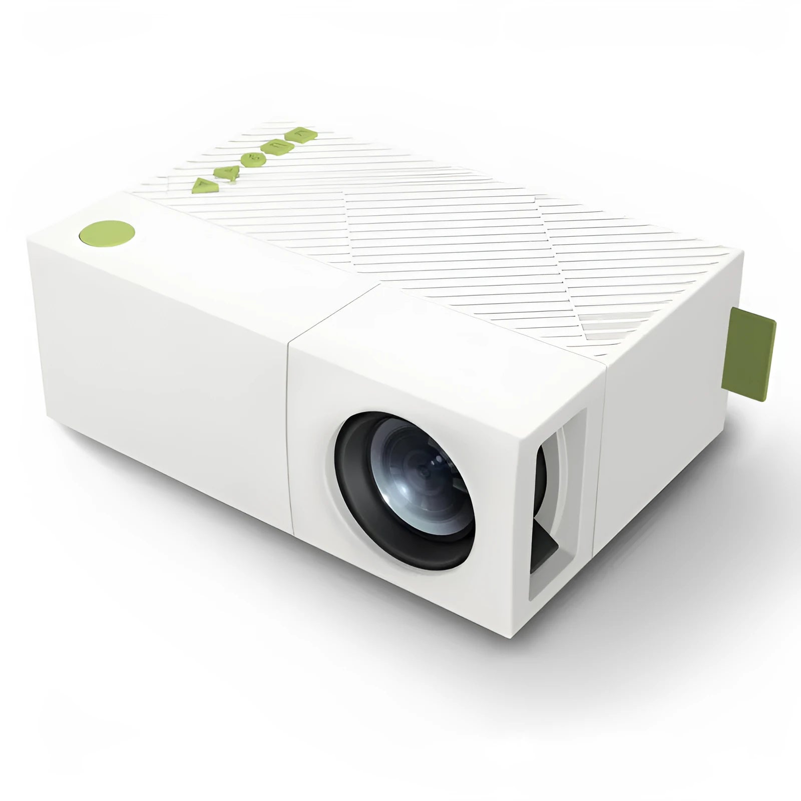 YG310 mini portable HD LED projector with front projection lens and compact black casing