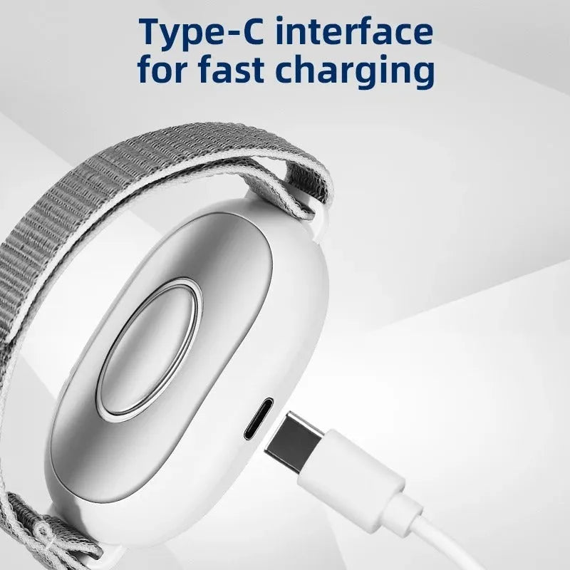 White intelligent sleep aid device with handheld remote control and charging cable
