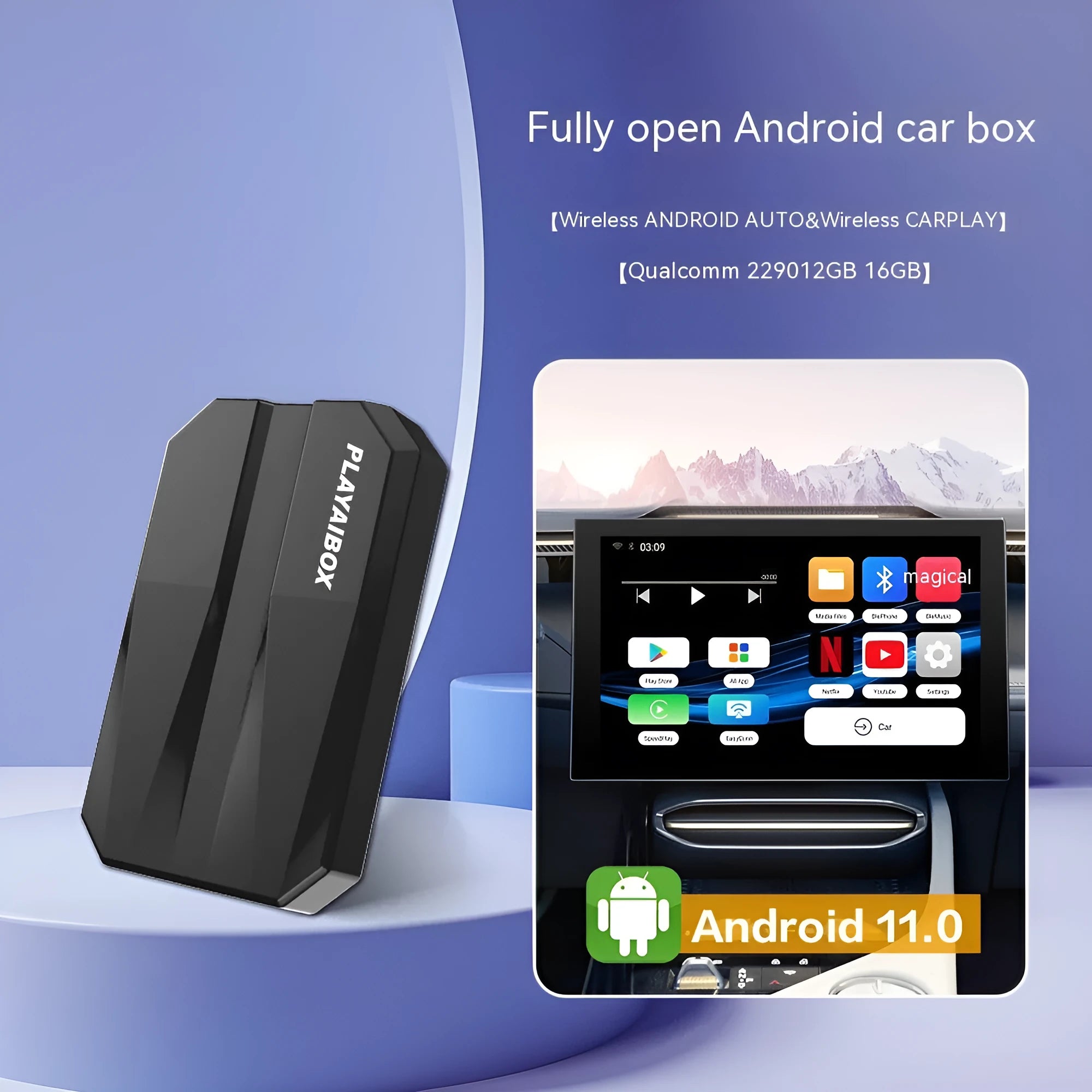 CarPlay to Android Auto wireless converter box with ABS housing for factory CarPlay systems