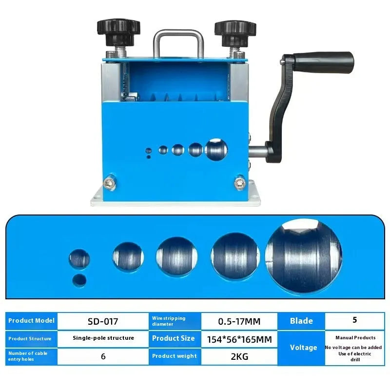 SD-017 manual wire stripping machine with metal body and adjustable blade for 0.5-17mm cables