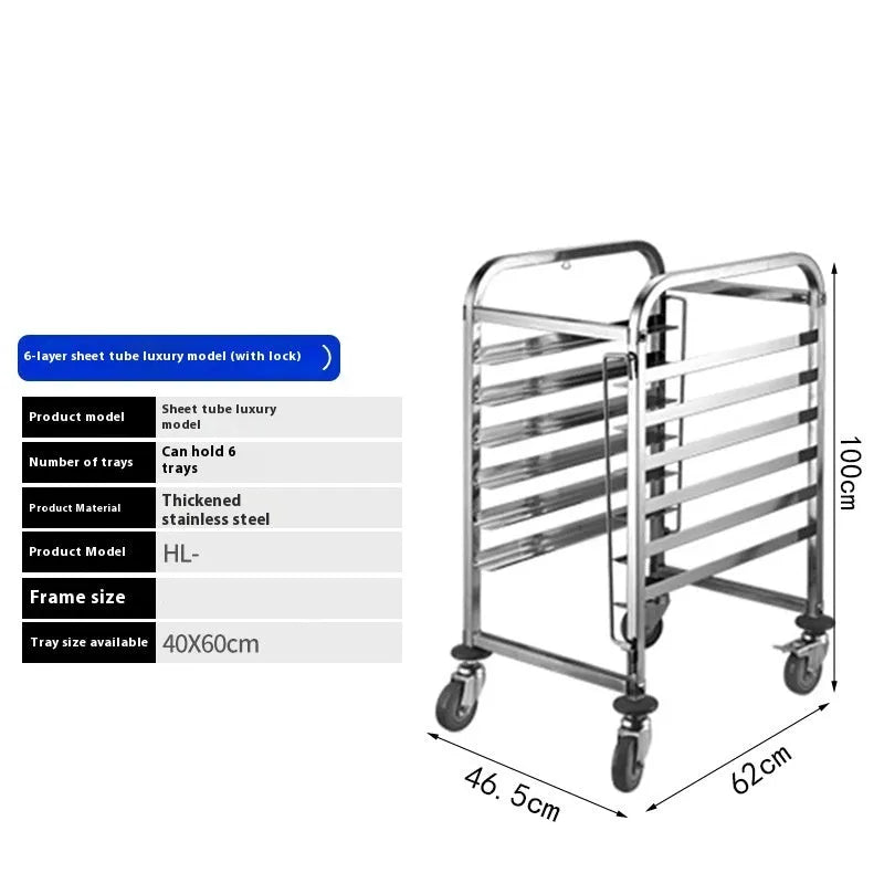 Stainless steel six-layer cake and bread cooling rack with 40x60cm frame