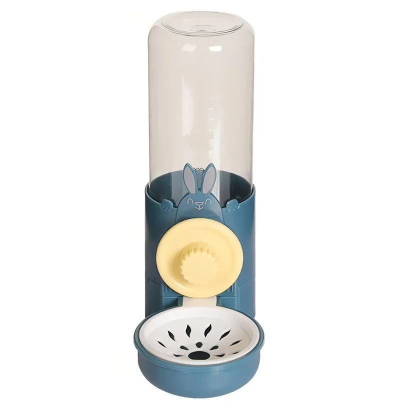 Transparent hanging automatic pet feeder with water and food dispensers for rabbit cages