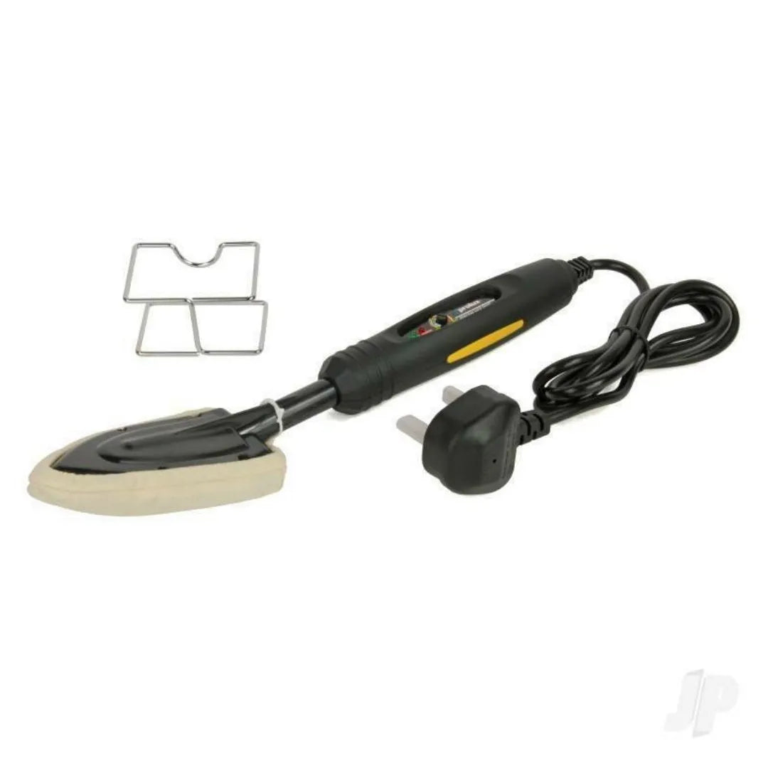 Electronic temperature control professional hair iron with PTFE-coated soleplate and adjustable 100-220°C settings