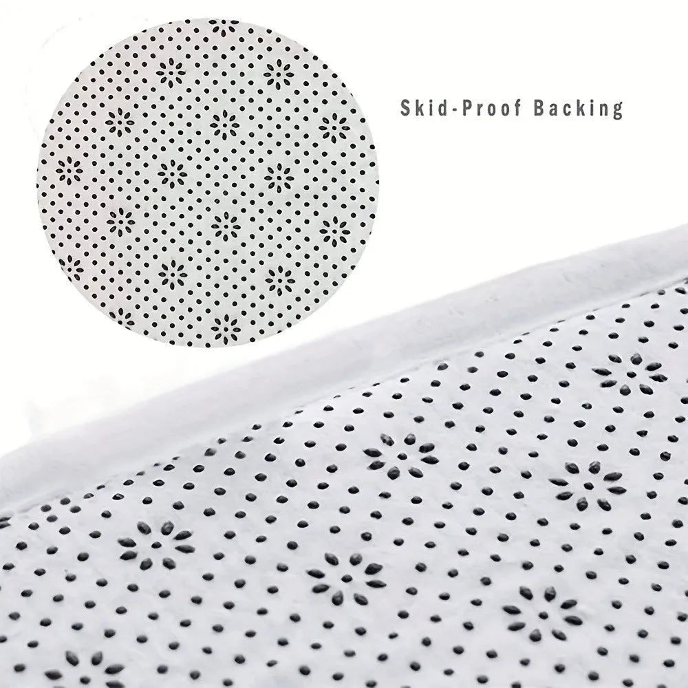 Square polyester flannel flocking carpet with digital printed modern pattern, measuring 45 by 75 centimetres
