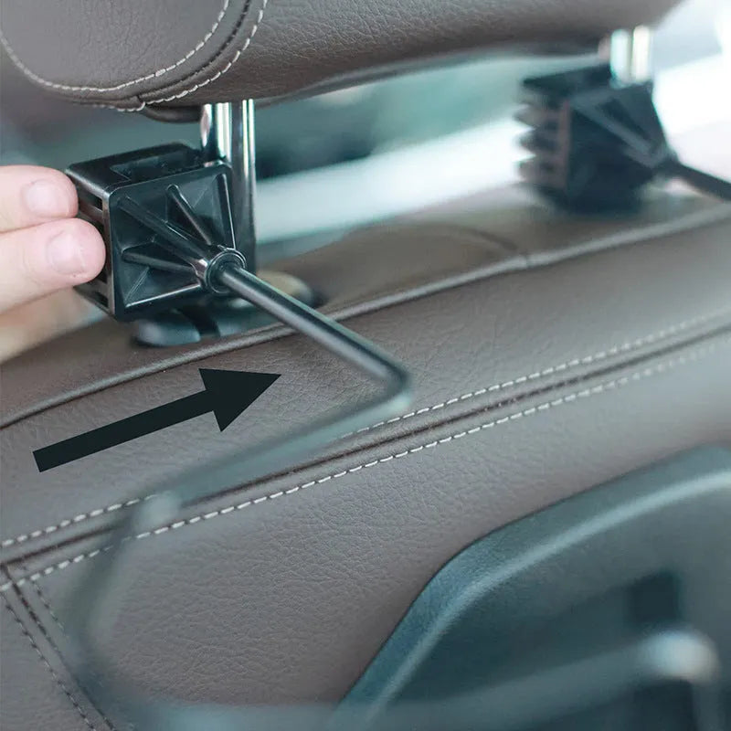 Black metal hat bracket for car visor or headrest cap display and storage